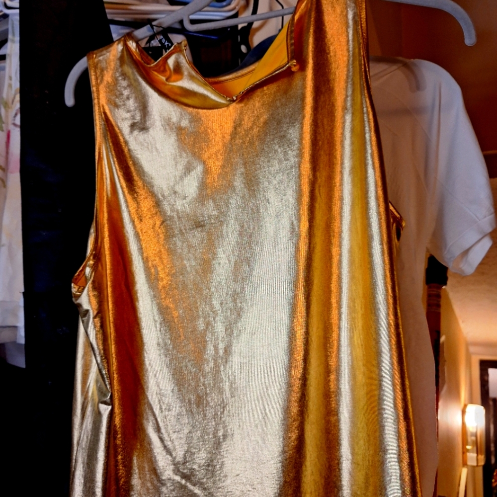 Allegra k sleeveless gold lame top